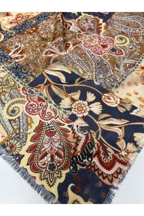 Rüya Koton Eşarp Kırkyama-Etnik Desen 