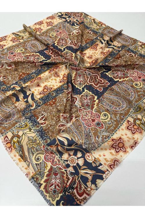 Rüya Koton Eşarp Kırkyama-Etnik Desen 