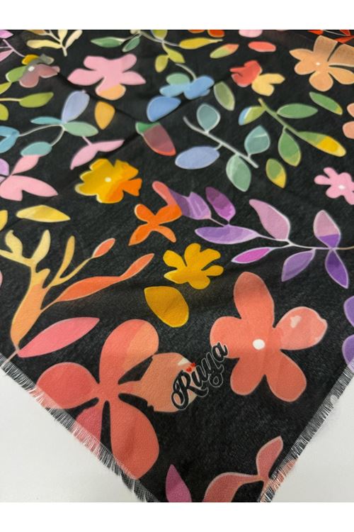 Rüya Koton Eşarp Renkli Papatya Desen  