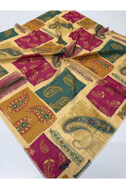 Rüya Koton Eşarp Kırkyama-Şal Desen  