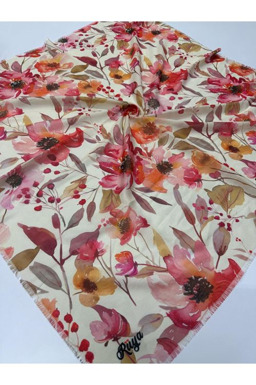 Rüya Koton Eşarp Kızılcık Desen 