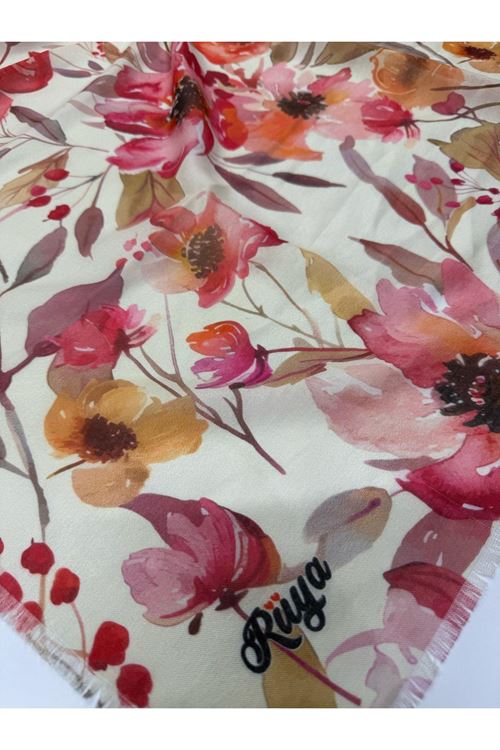 Rüya Koton Eşarp Kızılcık Desen 