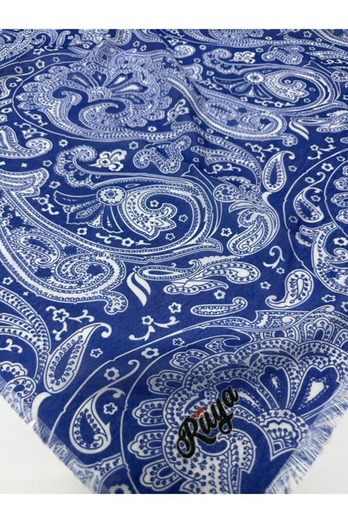 Rüya Koton Eşarp Luna Desen (Mavi)