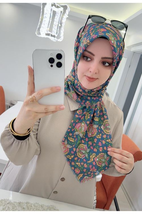 Rüya Koton Eşarp Hanımeli Desen 