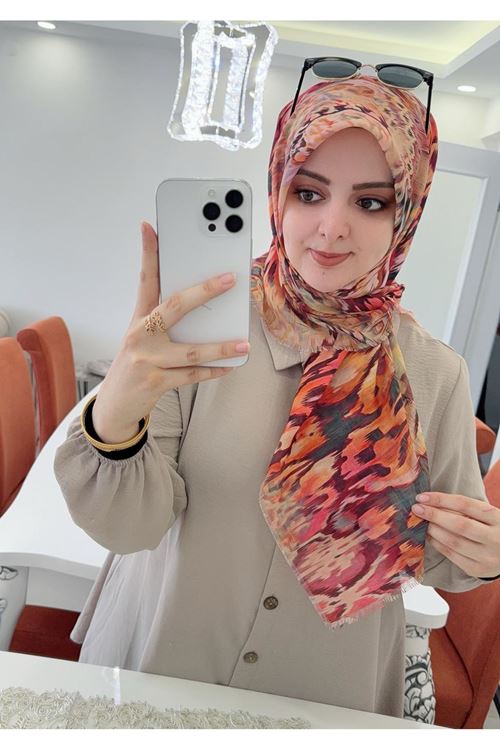 Rüya Koton Eşarp Ebrar Desen 