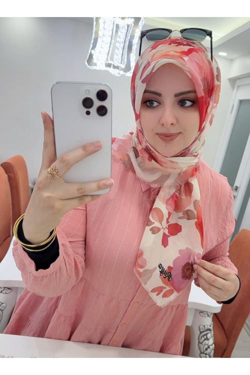 Rüya Koton Eşarp Manolya Desen  