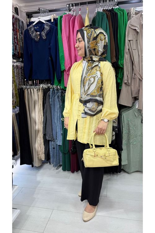 Taşlanmış Modal Drapeli Gömlek Tunik (1 Beden)