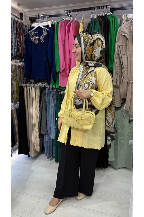 Taşlanmış Modal Drapeli Gömlek Tunik (1 Beden)