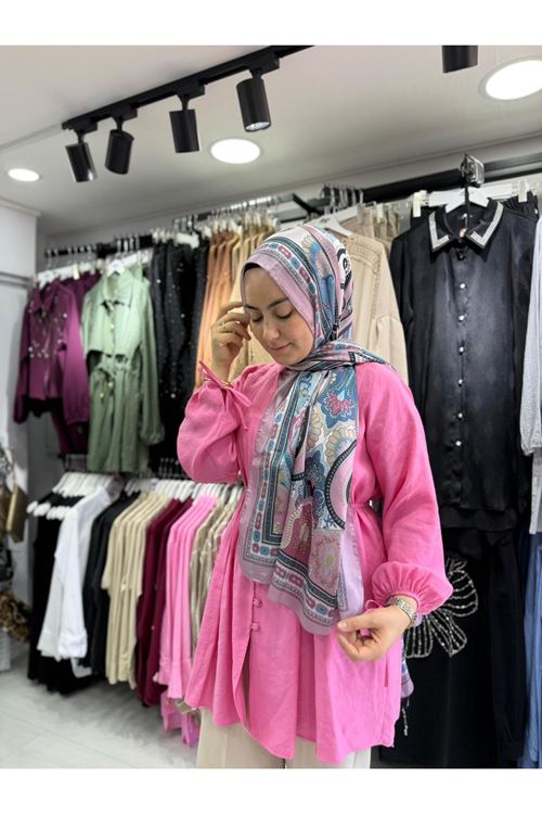 Taşlanmış Modal Drapeli Gömlek Tunik (1 Beden) 