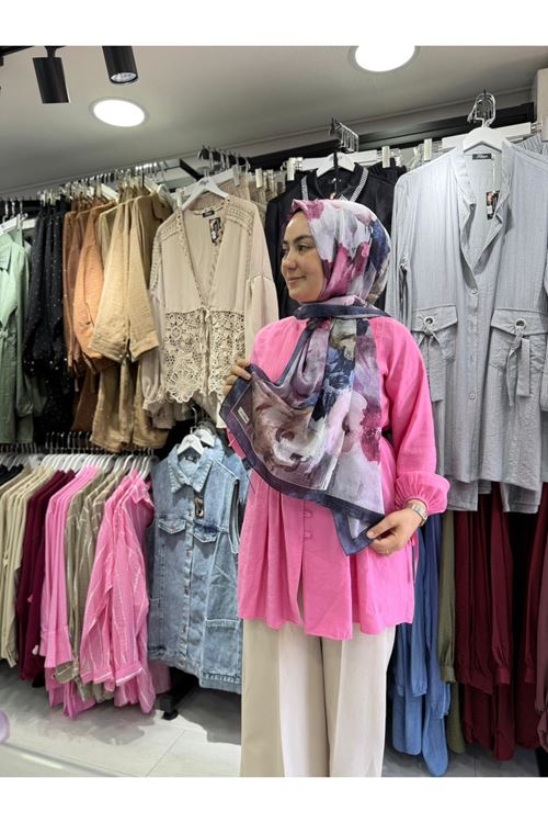 Taşlanmış Modal Drapeli Gömlek Tunik (1 Beden) 