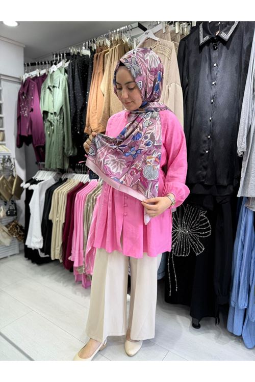 Taşlanmış Modal Drapeli Gömlek Tunik (1 Beden) 