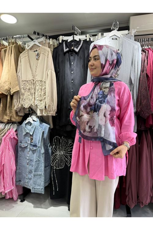 Taşlanmış Modal Drapeli Gömlek Tunik (1 Beden) 