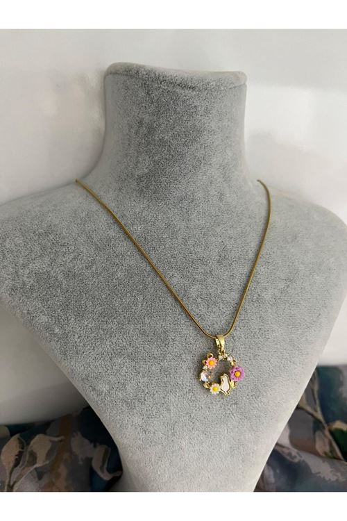 Çiçek Model Çelik Kolye