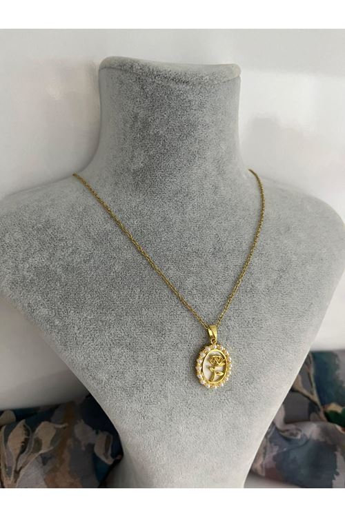 Gül Model Çelik Kolye 