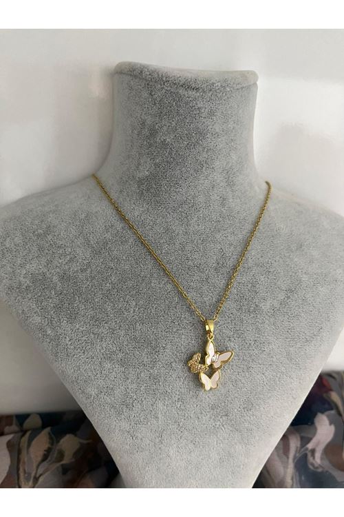 Kelebek Model Çelik Kolye 