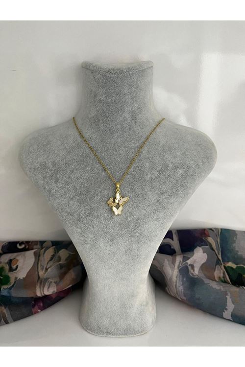 Kelebek Model Çelik Kolye 