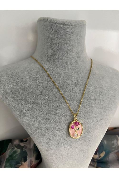 Gül Model Çelik Kolye  