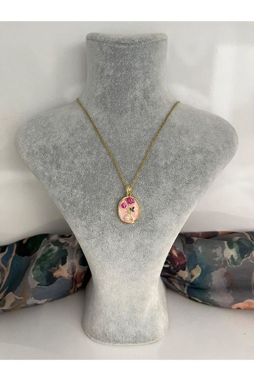 Gül Model Çelik Kolye  