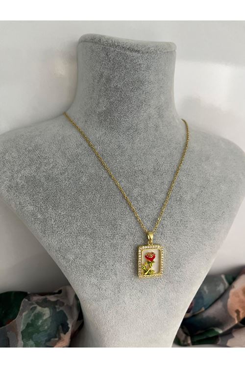 Gül Model Çelik Kolye 