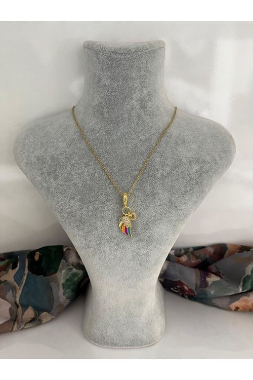 Gökkuşağı Kanadı Model Çelik Kolye 