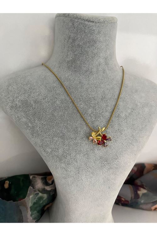 Çiçek Model Çelik Kolye  