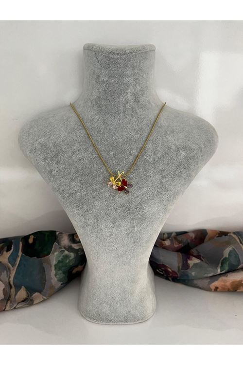 Çiçek Model Çelik Kolye  