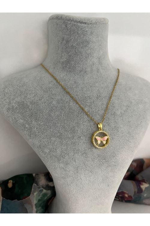 Kelebek Model Çelik Kolye 