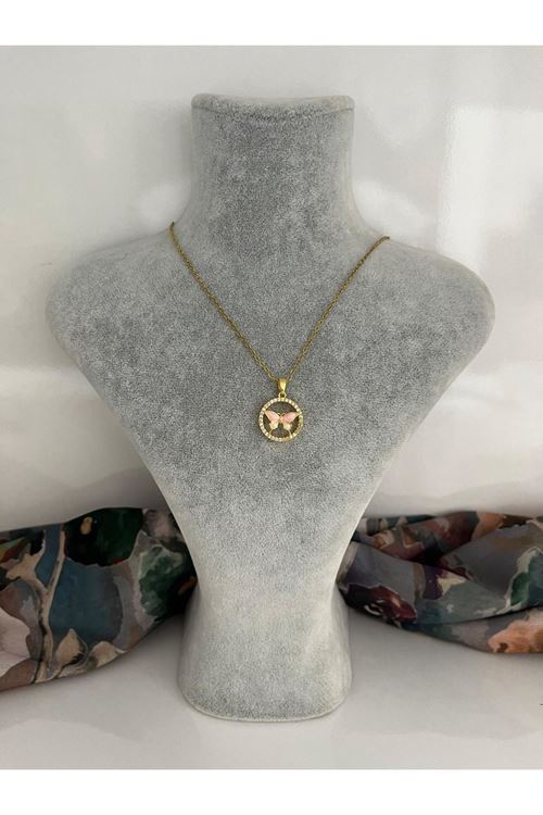 Kelebek Model Çelik Kolye 