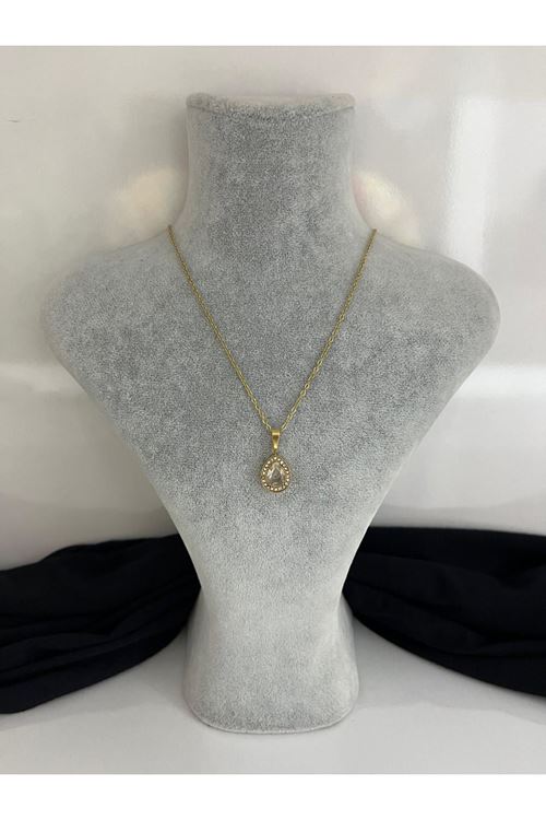 Su Damlası Model Çelik Kolye  