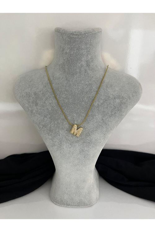 M Harf Model Çelik Kolye 