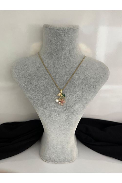 Çiçek Model Çelik Kolye  