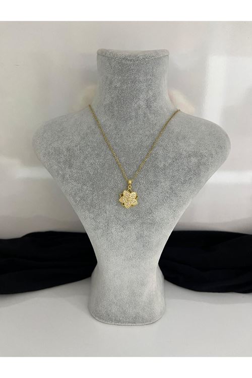 Çiçek Model Çelik Kolye    