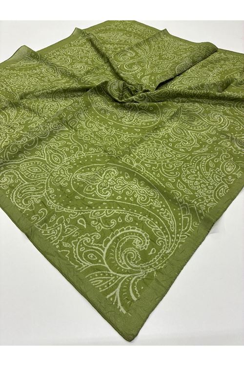 Etnik Desen Bambu Kraş Eşarp   