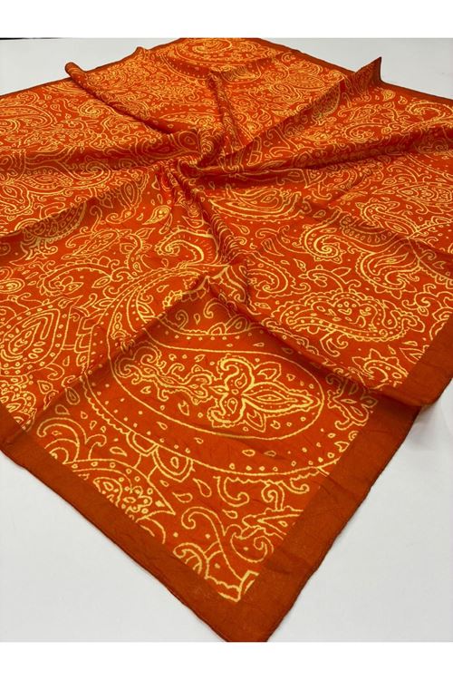 Etnik Desen Bambu Kraş Eşarp   