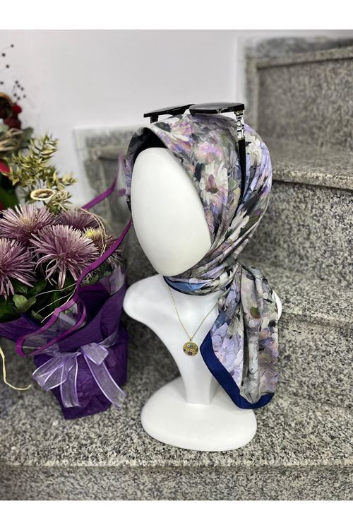 Çiçek Desen Bambu Kraş Eşarp  