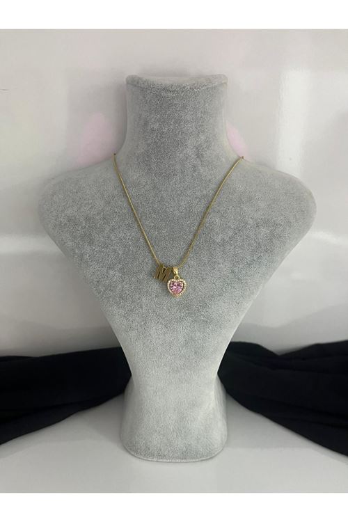 Kalp M Harf  Model Çelik Kolye 