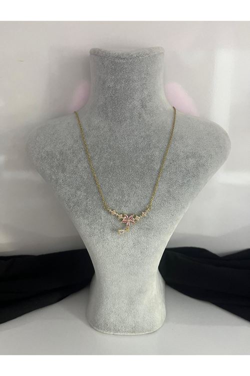 Çiçek Model Çelik Kolye   