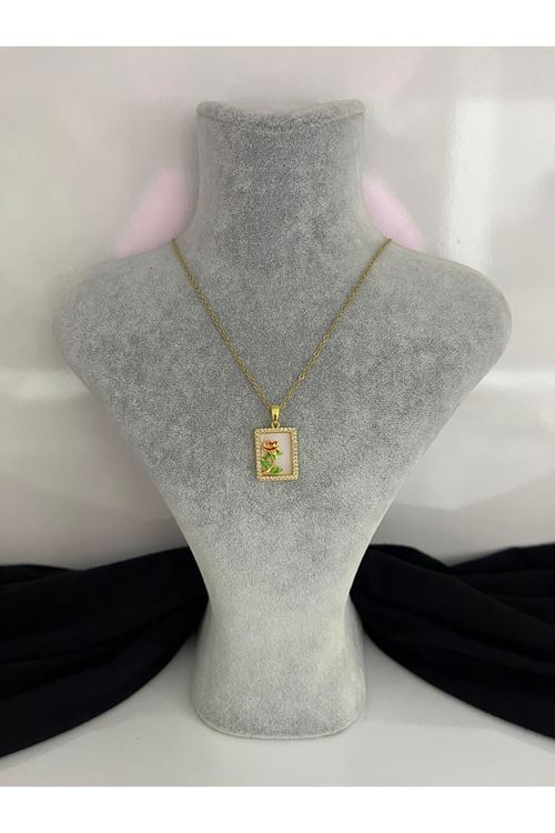 Gül Model Çelik Kolye     