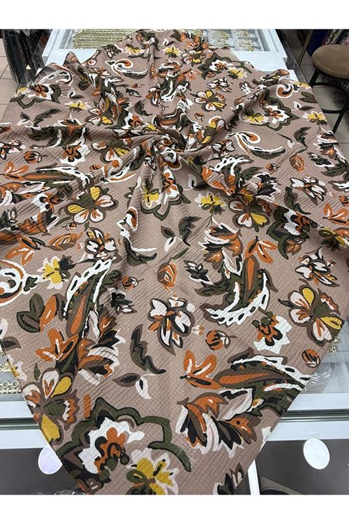  Naturel Eşarp  Çiçek Desen 