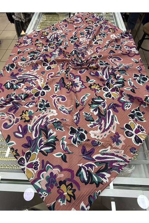  Naturel Eşarp  Çiçek Desen 