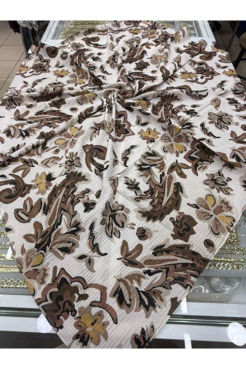  Naturel Eşarp  Çiçek Desen  