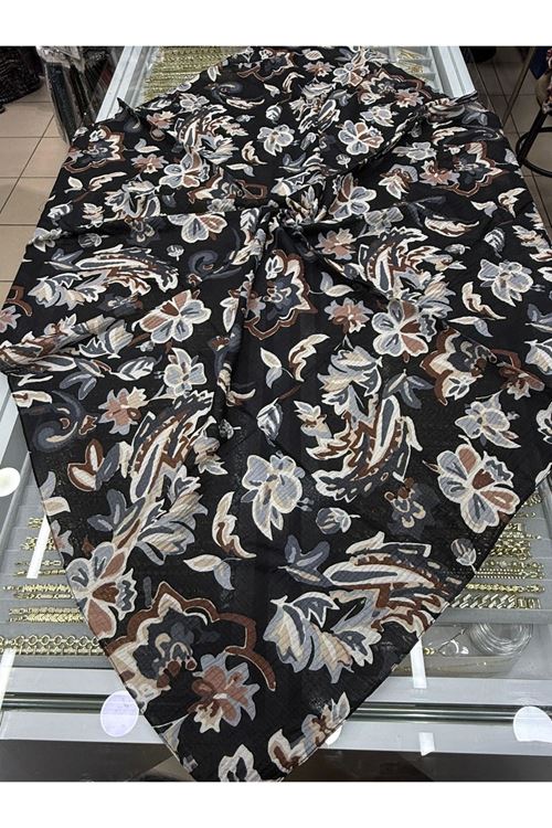  Naturel Eşarp  Çiçek Desen   