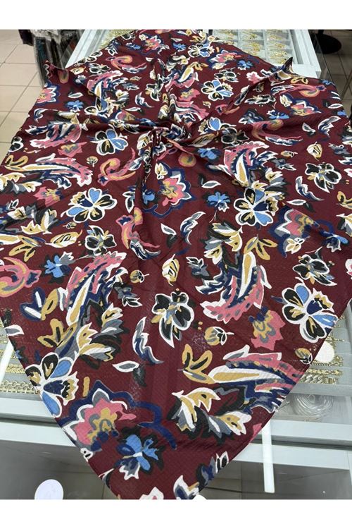  Naturel Eşarp  Çiçek Desen     