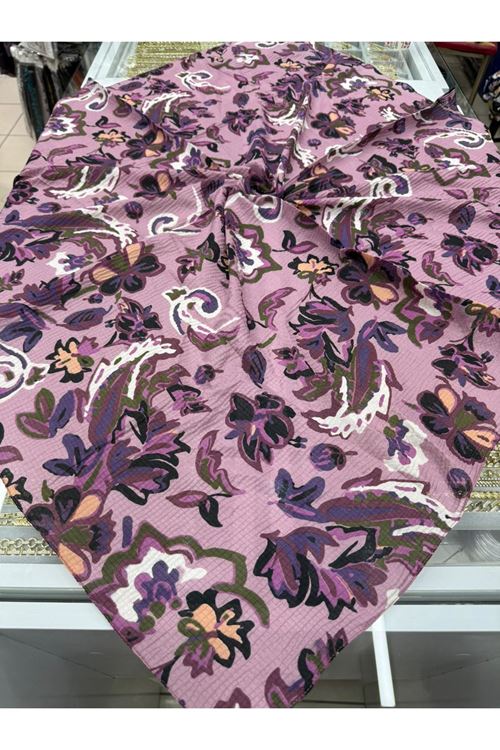  Naturel Eşarp  Çiçek Desen    