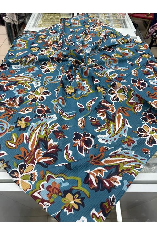  Naturel Eşarp  Çiçek Desen    