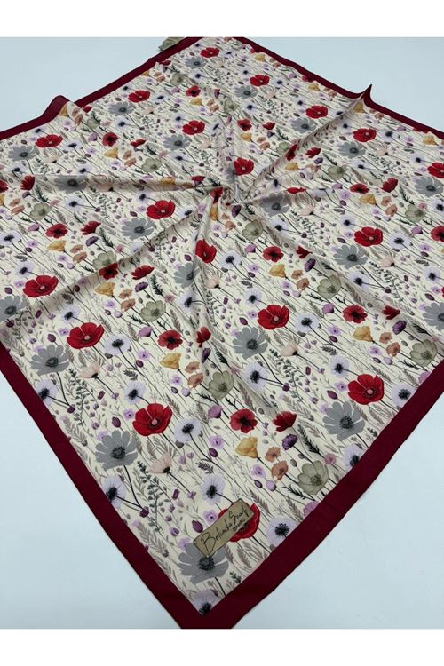 Gelincik Desen Bambu Kraş Eşarp