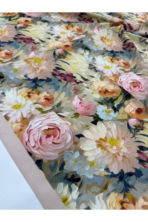 Şakayık Desen Bambu Kraş Eşarp