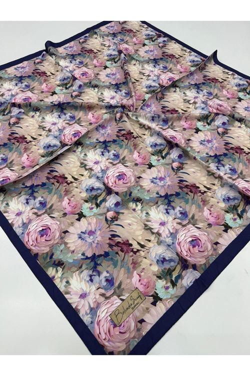 Şakayık Desen Bambu Kraş Eşarp 