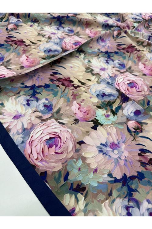 Şakayık Desen Bambu Kraş Eşarp 