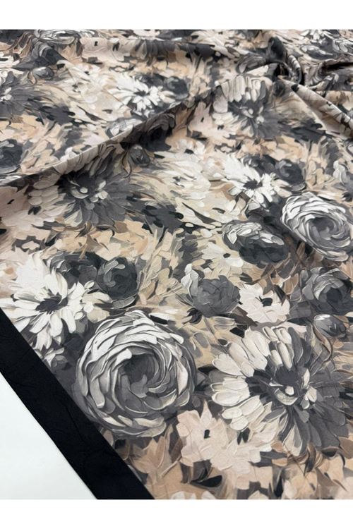 Şakayık Desen Bambu Kraş Eşarp 